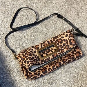 Leopard fold over cross body/ clutch purse
